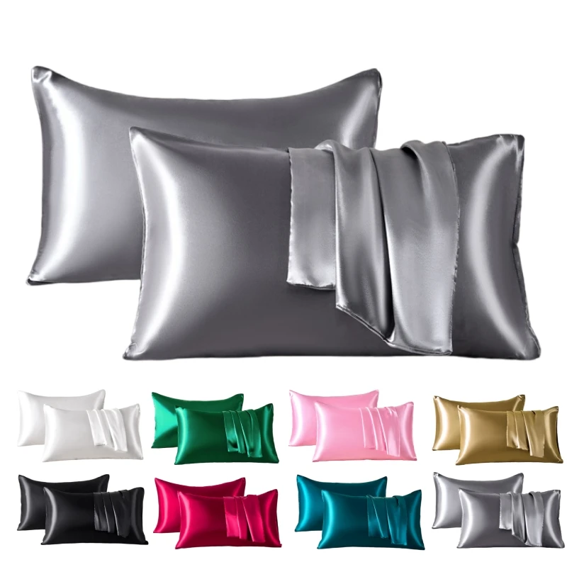 2Pcs Satin Pillow Cases Smooth Cooling Soft Pillowcase For Hair Skin Protection Envelope Style Pillow Cover 2Pcs Satin Pillow Cases Smooth Cooling Soft Pillowcase For Hair Skin Protection Envelope Style Pillow Cover