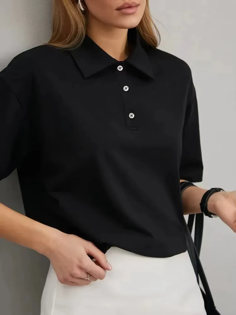Poloshirt Aus Baumwolle, Einfarbig, Atmungsaktiv, Für Damen Und Herren Poloshirt Aus Baumwolle, Einfarbig, Atmungsaktiv, Für Damen Und Herren - Image 8