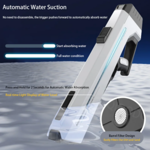 Leistungsstarke elektrische Wasserpistole mit LED, große automatische Wasserpistole, Dauerfeuer-Balster, Outdoor-Spielzeug für Jungen und Erwachsene