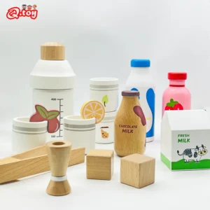 Kinder Pretend Spielen Holz Milch Getränk Set Küche Lebensmittel Spielzeug Montessori Lernen Bildungs Kinder Simulation Nachahmung Spiel