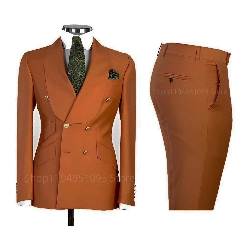 New 2 Pcs Wedding Ball Reunion Attire Double-Breasted Suit Set Men'S Slim-Fit Young Men Blazer Jacket Suits Pants Ensemble New 2 Pcs Wedding Ball Reunion Attire Double-Breasted Suit Set Men'S Slim-Fit Young Men Blazer Jacket Suits Pants Ensemble - Image 7