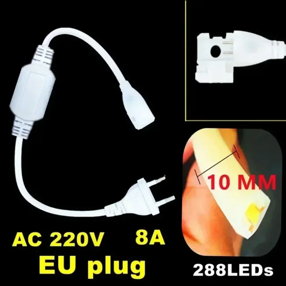 Cob-Led-Streifen, 220 V, Schalter/Dimmbar, Eu-Stecker, 288 Leds/M, 3000 K, 6000 K, Ra90, Outdoor-Garten-Fob-Led-Band, Schlafzimmer- Und Küchenbeleuchtung Cob-Led-Streifen, 220 V, Schalter/Dimmbar, Eu-Stecker, 288 Leds/M, 3000 K, 6000 K, Ra90, Outdoor-Garten-Fob-Led-Band, Schlafzimmer- Und Küchenbeleuchtung - Image 4