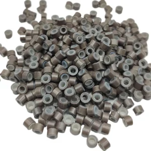 100 Stück mit Silikon ausgekleidete Mikroringe für Haarverlängerungen, 5 x 3 x 3 mm, Aluminiumringe, Haarverbindungsperlen, Friseurzubehör