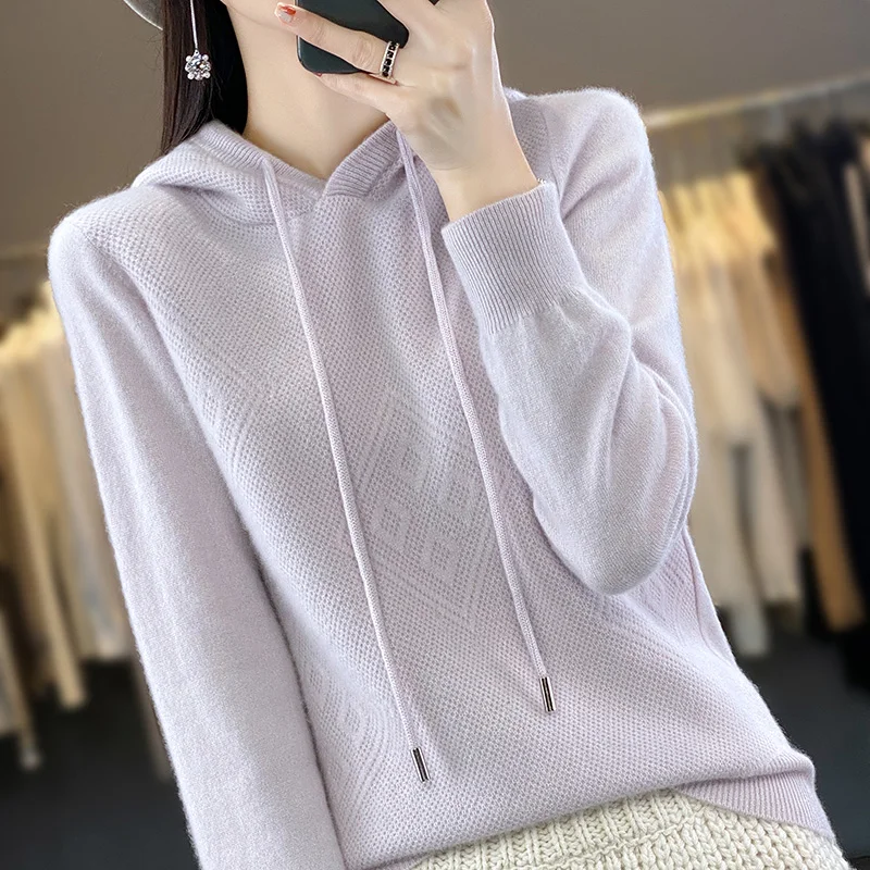 2026 Herbst/Winter Merinowolle Damen Mode Basic Woll-Kapuzenpullover Einfarbig Weicher Langarm Woll-Pullover 2026 Herbst/Winter Merinowolle Damen Mode Basic Woll-Kapuzenpullover Einfarbig Weicher Langarm Woll-Pullover – Bild 14