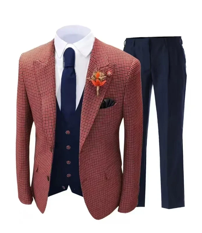 Plaid Suit,2 Pieces Blazer And Pants Set,One Breasted,For Summer Beach,Performance, Emcee,Stage Graduation Dress Plaid Suit,2 Pieces Blazer And Pants Set,One Breasted,For Summer Beach,Performance, Emcee,Stage Graduation Dress - Image 3