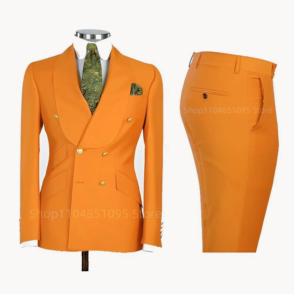 New 2 Pcs Wedding Ball Reunion Attire Double-Breasted Suit Set Men'S Slim-Fit Young Men Blazer Jacket Suits Pants Ensemble New 2 Pcs Wedding Ball Reunion Attire Double-Breasted Suit Set Men'S Slim-Fit Young Men Blazer Jacket Suits Pants Ensemble - Image 11