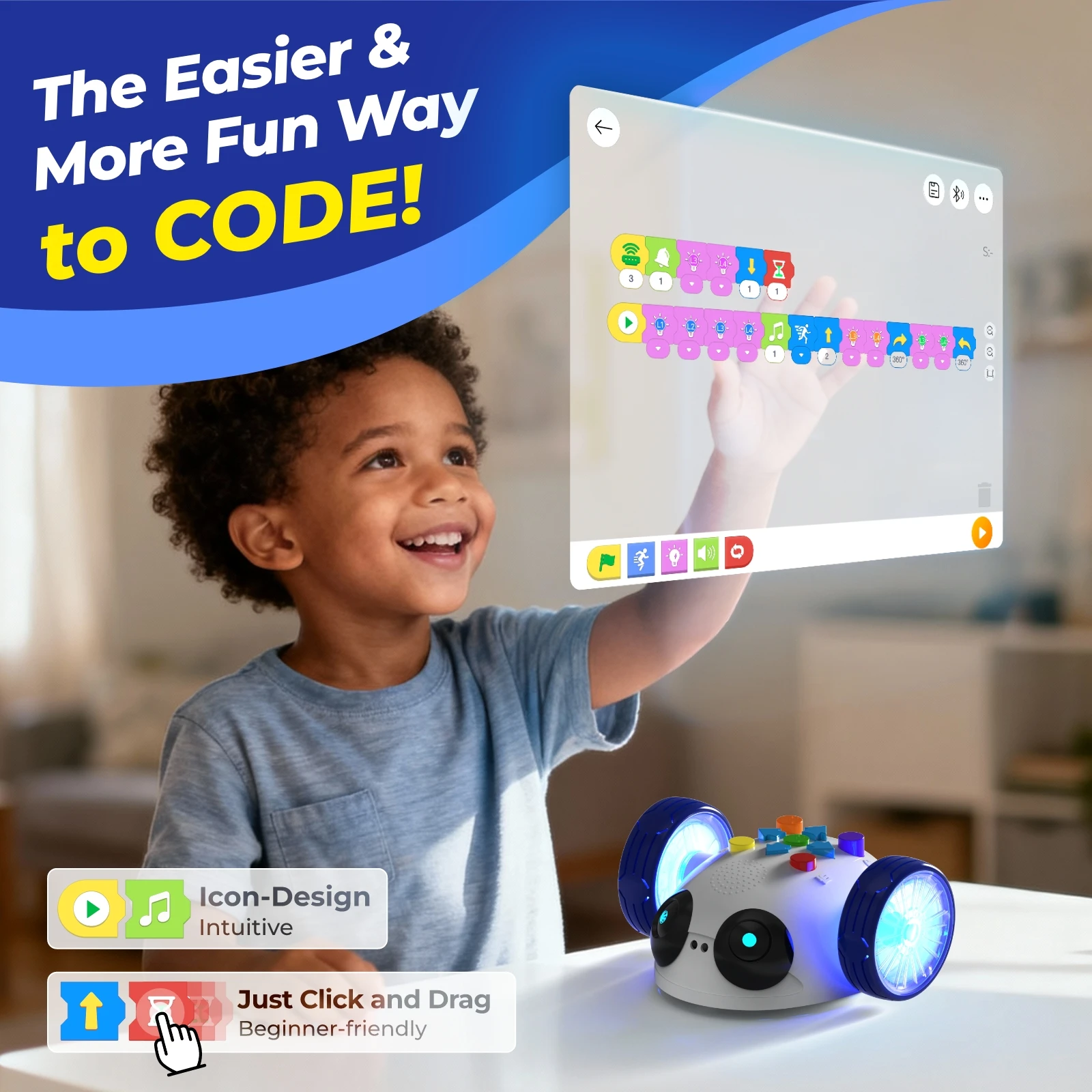 Apitor Mini-Roboter-Räder Mit Dual-Codierung, App-Fernbedienung, Lernspielzeug Für Kinder Ab 5 Jahren, Mint-Lerngeschenk Für Kinder Und Kleinkinder Apitor Mini-Roboter-Räder Mit Dual-Codierung, App-Fernbedienung, Lernspielzeug Für Kinder Ab 5 Jahren, Mint-Lerngeschenk Für Kinder Und Kleinkinder - Image 5