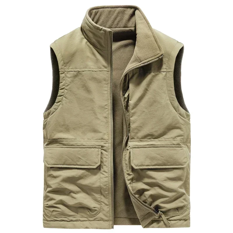Reversible Ärmellose Jacke Herren Weste Mantel Winter Weste Dicke Warme Fleece Arbeits Kleidung Tops Cargo Weste Wind Jacke Neue Mode Reversible Ärmellose Jacke Herren Weste Mantel Winter Weste Dicke Warme Fleece Arbeits Kleidung Tops Cargo Weste Wind Jacke Neue Mode - Image 2