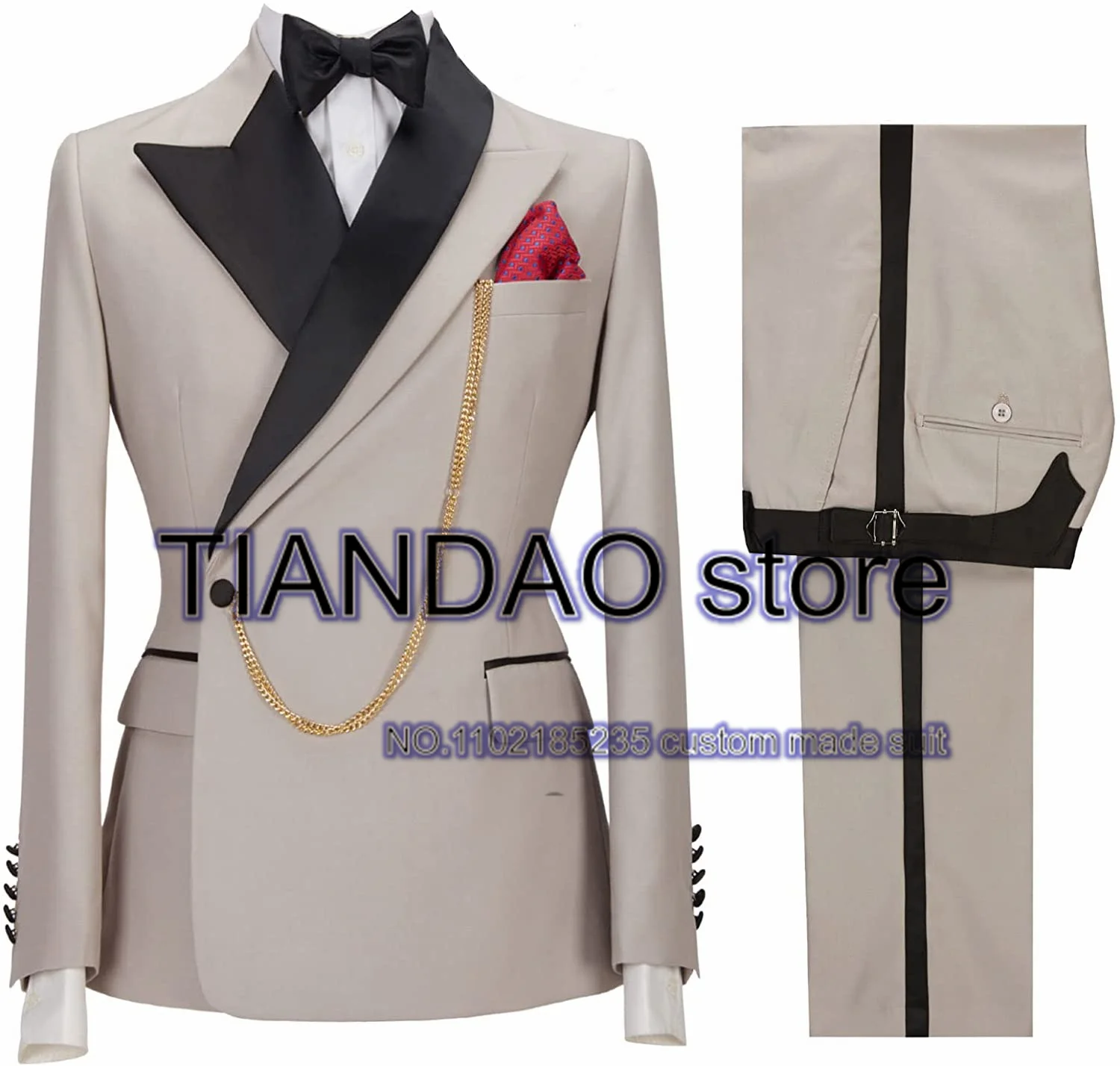 Suit For Men Wedding Groom Tuxedo Khaki Formal Blazer Pants 2 Piece Dinner Ball Dress Male Jacket Set Costume Homme Suit For Men Wedding Groom Tuxedo Khaki Formal Blazer Pants 2 Piece Dinner Ball Dress Male Jacket Set Costume Homme