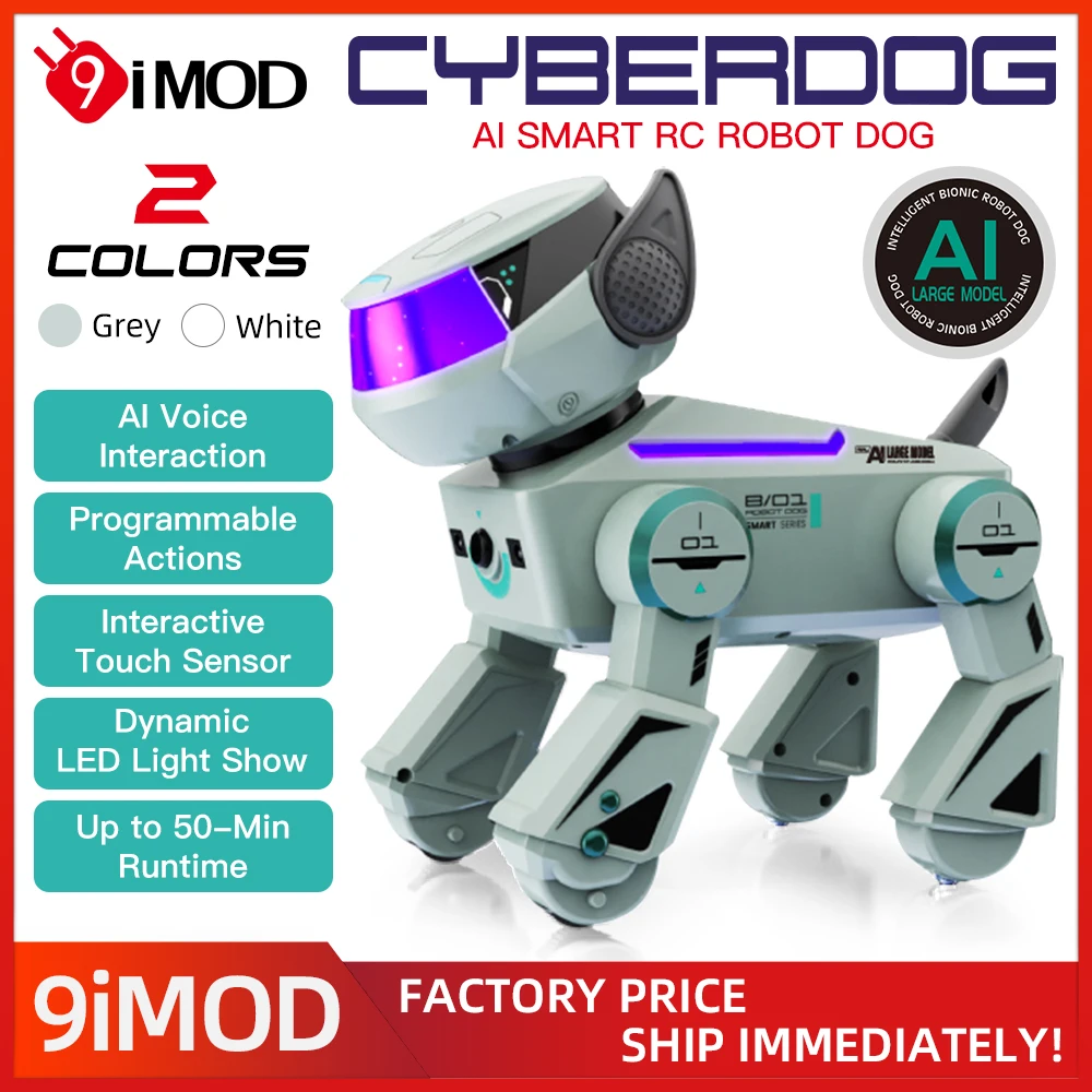9Imod 2.4G Ki-Roboterhund Sprachinteraktives Stunt-Spielzeug Mit Led, Lehrreiches Geschenk Für Kinder 9Imod 2.4G Ki-Roboterhund Sprachinteraktives Stunt-Spielzeug Mit Led, Lehrreiches Geschenk Für Kinder