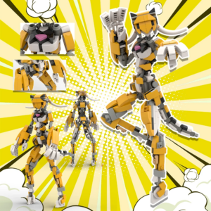 New Creative Tiger Girl Robot Model Building Kit,Tiger Girl Fighter Mecha  Assembly Movable Joint Brick DIY Design Toy Model