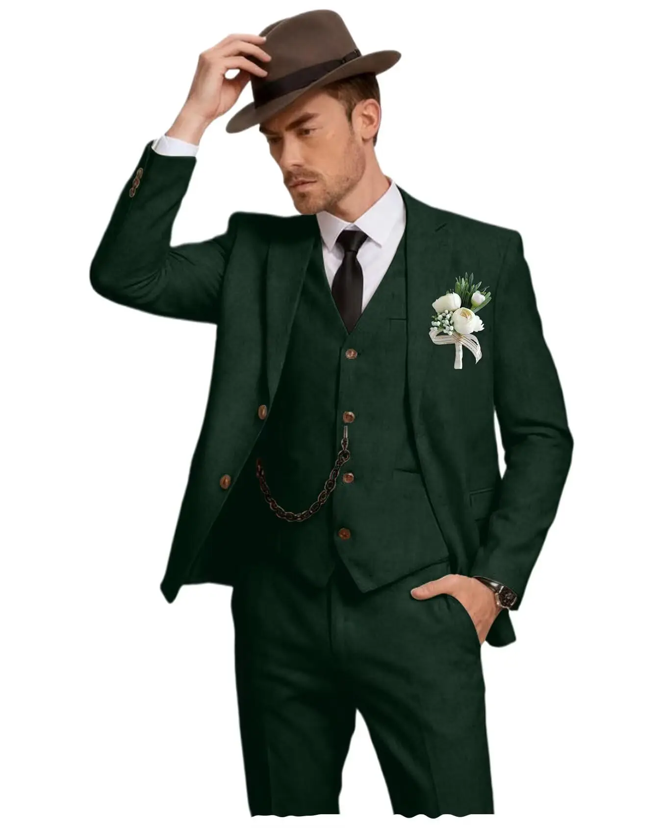 Herren Leinenanzug 3-Teilig, Slim Fit: Sakko, Weste Und Hose Herren Leinenanzug 3-Teilig, Slim Fit: Sakko, Weste Und Hose - Image 17