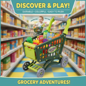 Großer Kinder-Einkaufswagen Spielzeug für Jungen und Mädchen – Rollenspiel Haus Simulation Supermarkt Lernspielzeug
