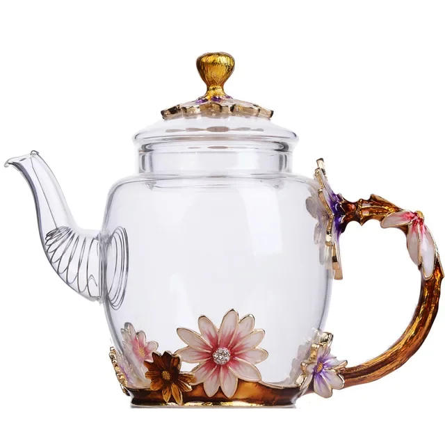Handbemalte Emaillierte Farbe Teekanne Hitzebeständiges Glas Einzelne Japanische Teekanne Teesieb Pu Erh Wasserkocher Gaiwan Set Handbemalte Emaillierte Farbe Teekanne Hitzebeständiges Glas Einzelne Japanische Teekanne Teesieb Pu Erh Wasserkocher Gaiwan Set - Image 2