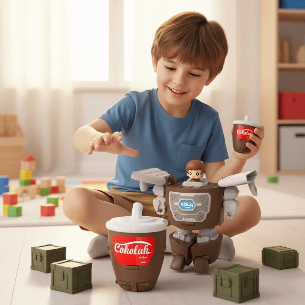 Cartoon Cute 2 In 1 Transforming Robot Simulated Cola Childrens Toy Mecha Model Creative Design Burger Robot Boys Toy Cartoon Cute 2 In 1 Transforming Robot Simulated Cola Childrens Toy Mecha Model Creative Design Burger Robot Boys Toy - Image 3