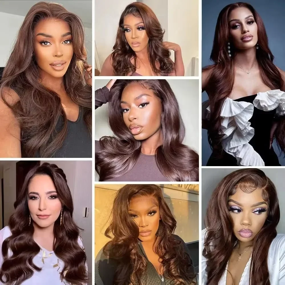 13X6 Schokoladenbraun Hd Lace Front Echthaarperücken Körperwelle Echthaarperücke 46 Zoll 200 Dichte Farbige Echthaarperücken Für Frauen 13X6 Schokoladenbraun Hd Lace Front Echthaarperücken Körperwelle Echthaarperücke 46 Zoll 200 Dichte Farbige Echthaarperücken Für Frauen - Image 5