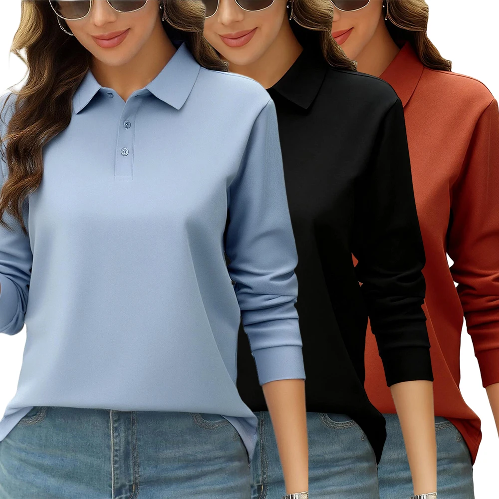 Solid Color Autumn Womens T-Shirt Soft Comfortable Polo Shirt All-Match Lapel Streetwear Unisex Hip Hop Woman Long Sleeve Solid Color Autumn Womens T-Shirt Soft Comfortable Polo Shirt All-Match Lapel Streetwear Unisex Hip Hop Woman Long Sleeve
