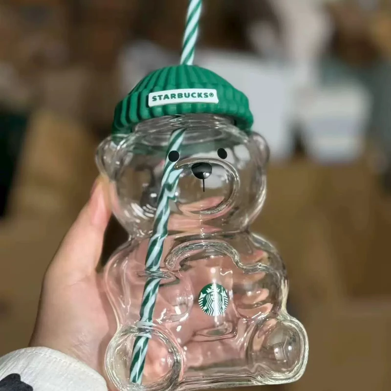Niedlicher Starbucks Bearista Bären-Glasbecher 591Ml Grüner Deckel Strohhalm Heim-Café Geschenk Niedlicher Starbucks Bearista Bären-Glasbecher 591Ml Grüner Deckel Strohhalm Heim-Café Geschenk - Image 2
