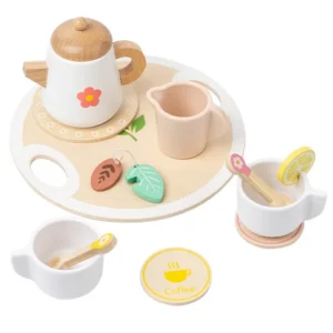 Beliebtes Kinder-Küchenspielzeug: Realistisches Holz-Teeservice-Set für Rollenspiele und Partys – Simulations-Teeservice als Geschenk für Kinder