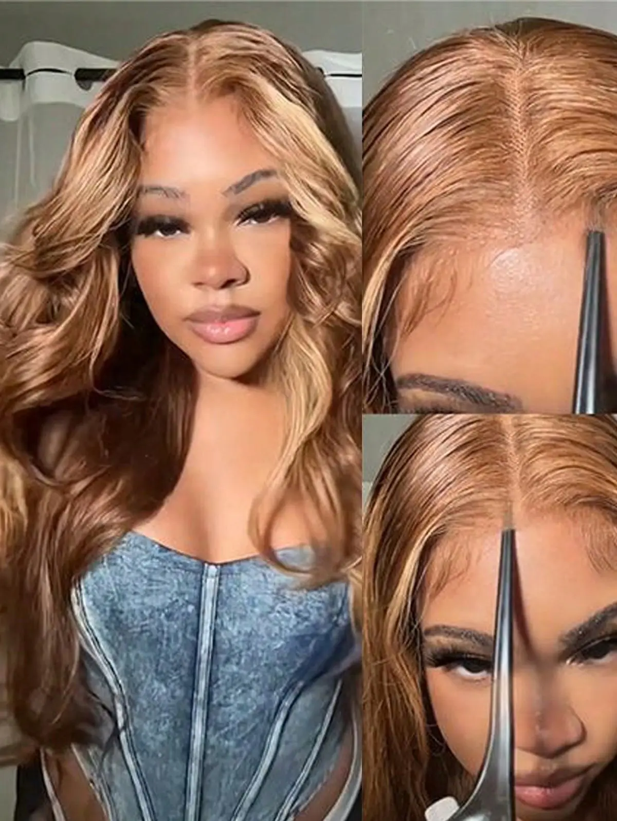 34 Zoll Ombre Honigblonde Echthaarperücke 13X4 Highlight Body Wave Lace Front Perücke 5X5 Vorgezupft Mit Baby Hair, Sofort Tragbar 34 Zoll Ombre Honigblonde Echthaarperücke 13X4 Highlight Body Wave Lace Front Perücke 5X5 Vorgezupft Mit Baby Hair, Sofort Tragbar - Image 2