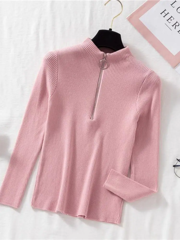 Frauen Mode Solide Gestrickte Pullover Vintage Langarm Reiß Verschluss Grundlegende Halbe Roll Kragen Pullover Weibliche Pullover Schicke Lässige Tops Frauen Mode Solide Gestrickte Pullover Vintage Langarm Reiß Verschluss Grundlegende Halbe Roll Kragen Pullover Weibliche Pullover Schicke Lässige Tops – Bild 14