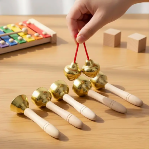 Kids Musical Instrument Toy Bells with Handles and Strings Educational Percussion for Classroom Rhythm Games