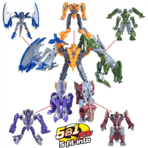 Children transforming dinosaur toys 5 in 1 assembled robot Tyrannosaurus Rex merged mecha educational model boys Deformation Toy