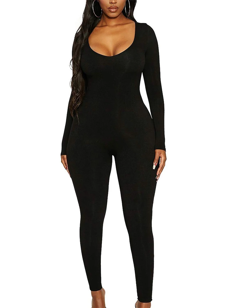 Spring And Summer New Women'S Jumpsuit Long Sleeve Solid Color Skinny Jumpsuit Fashion Sports Fitness Jumpsuit Pullover Spring And Summer New Women'S Jumpsuit Long Sleeve Solid Color Skinny Jumpsuit Fashion Sports Fitness Jumpsuit Pullover - Image 2