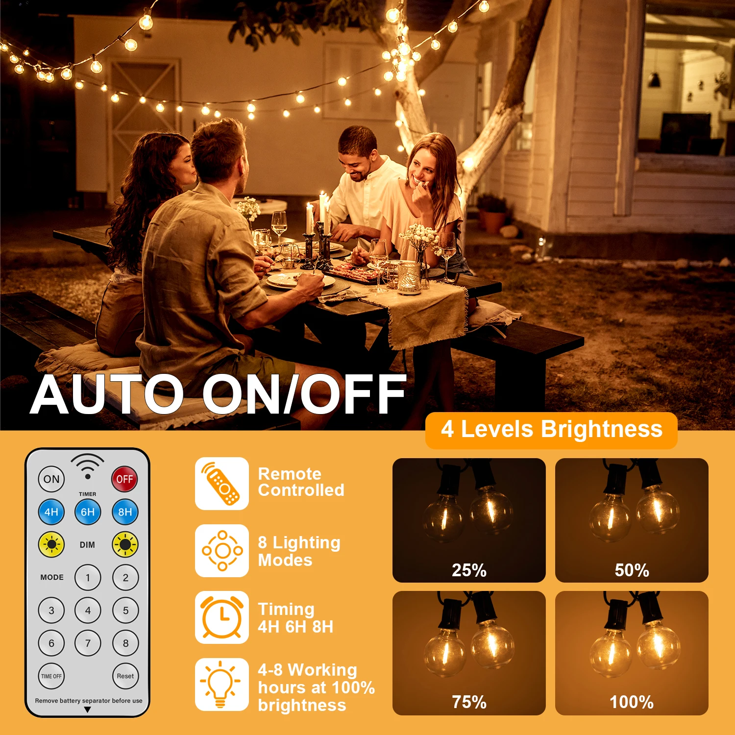 G40 Solar-LED-Kugellichterkette – bruchfest & wasserdicht für Garten & Terrasse – Bild 2