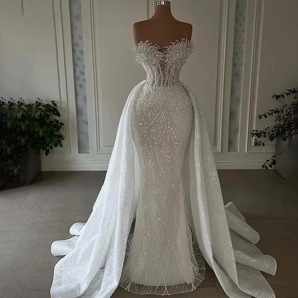 Detachable African Wedding Dresses Black Girls Mermaid Lace Pearls Aso Ebi Women Bridal Gowns Vestido De Novia Customized 2026 Detachable African Wedding Dresses Black Girls Mermaid Lace Pearls Aso Ebi Women Bridal Gowns Vestido De Novia Customized 2026