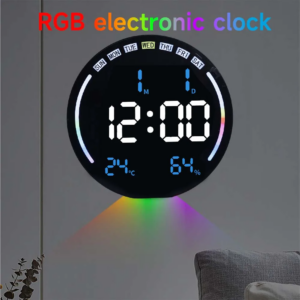 Große LED-Wanduhr mit Fernbedienung, Temperatur, Luftfeuchtigkeit, Datum, Woche, Anzeige, Countdown-Timing, Uhr, Heimdekoration
