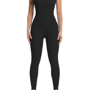 Women Workout Seamless Jumpsuit Yoga Ribbed Bodycon One Piece Tank Top Leggings Romper