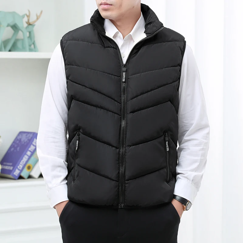 Winter Business Wolle Gefüttert Weste Jacke Männer Slim Fit Stehkragen Ärmellose Puffer Jacken Herbst Casual Weste Männer Warme Mantel Winter Business Wolle Gefüttert Weste Jacke Männer Slim Fit Stehkragen Ärmellose Puffer Jacken Herbst Casual Weste Männer Warme Mantel - Image 4
