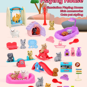 Kids Pet Care Pretend Play Set, Montessori Educational Role Play Toy Feeding Grooming Role Play Toy for Boys Girls gifts 3+