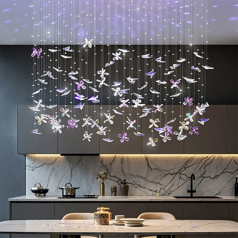Kronleuchter Über Dem Esstisch, Kücheninsel-Pendelleuchte, Esszimmer-Kronleuchter Im Schmetterlingsdesign, Kristall-Hängelampe Kronleuchter Über Dem Esstisch, Kücheninsel-Pendelleuchte, Esszimmer-Kronleuchter Im Schmetterlingsdesign, Kristall-Hängelampe – Bild 3