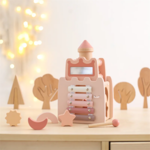Baby Holz Montessori Spielzeug Raketen Schloss blockiert Puzzle Kinder Hand-Auge-Koordination pädagogische Lernspiel zeug für Baby Geschenk