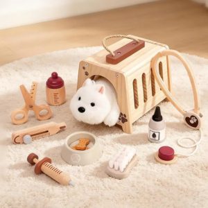 Holz-Simulations-Medizinset Spielzeug für Kinder Lernspielzeug zur Eltern-Kind-Interaktion Arzt-Rollenspiel Haus-Spielset Geschenk