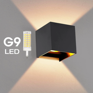 Moderne LED-Wandleuchte IP65 aus Aluminium – innen & außen, G9-Leuchtmittel austauschbar