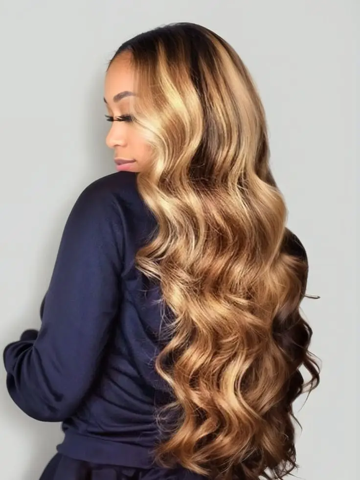 34 Zoll Ombre Honigblonde Echthaarperücke 13X4 Highlight Body Wave Lace Front Perücke 5X5 Vorgezupft Mit Baby Hair, Sofort Tragbar 34 Zoll Ombre Honigblonde Echthaarperücke 13X4 Highlight Body Wave Lace Front Perücke 5X5 Vorgezupft Mit Baby Hair, Sofort Tragbar - Image 5