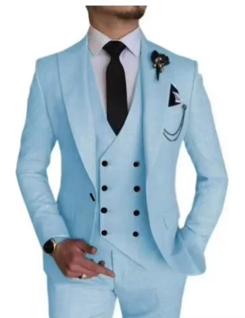 Herrenanzug Mit Spitzem Revers, 3-Teilig (Sakko, Weste, Hose) – Smoking Für Hochzeit Herrenanzug Mit Spitzem Revers, 3-Teilig (Sakko, Weste, Hose) – Smoking Für Hochzeit – Bild 12