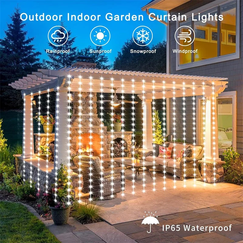 Solar-Led-Vorhang-Licht, Outdoor-Girlande, Solar-Fee-Lichterkette, Kupferdraht-Lampen Für Garten, Hof, Hochzeit, Party, Urlaubsdekoration Solar-Led-Vorhang-Licht, Outdoor-Girlande, Solar-Fee-Lichterkette, Kupferdraht-Lampen Für Garten, Hof, Hochzeit, Party, Urlaubsdekoration - Image 6