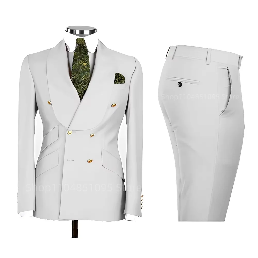 New 2 Pcs Wedding Ball Reunion Attire Double-Breasted Suit Set Men'S Slim-Fit Young Men Blazer Jacket Suits Pants Ensemble New 2 Pcs Wedding Ball Reunion Attire Double-Breasted Suit Set Men'S Slim-Fit Young Men Blazer Jacket Suits Pants Ensemble - Image 17