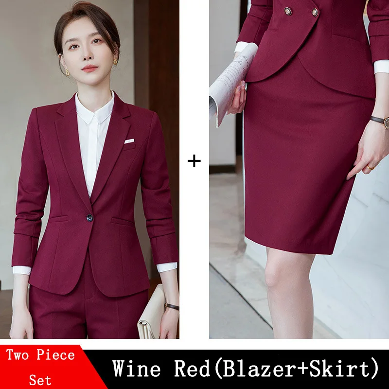 Damen Business-Kostüm Weinrot Mit Blazer Und Rock Damen Business-Kostüm Weinrot Mit Blazer Und Rock - Image 8
