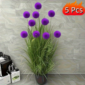 5 Stück künstliche Pflanzen mit violetten Knollen, geeignet für Heimdekoration, Festival- und Partydekoration, Hof- und Gartendekoration