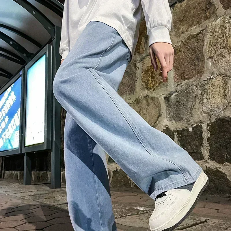 Korean Style Streetwear New Fashion Baggy Casual Men Jeans High Street Harajuku Denim Trousers Men Brand pants Black grey Blue - Image 4