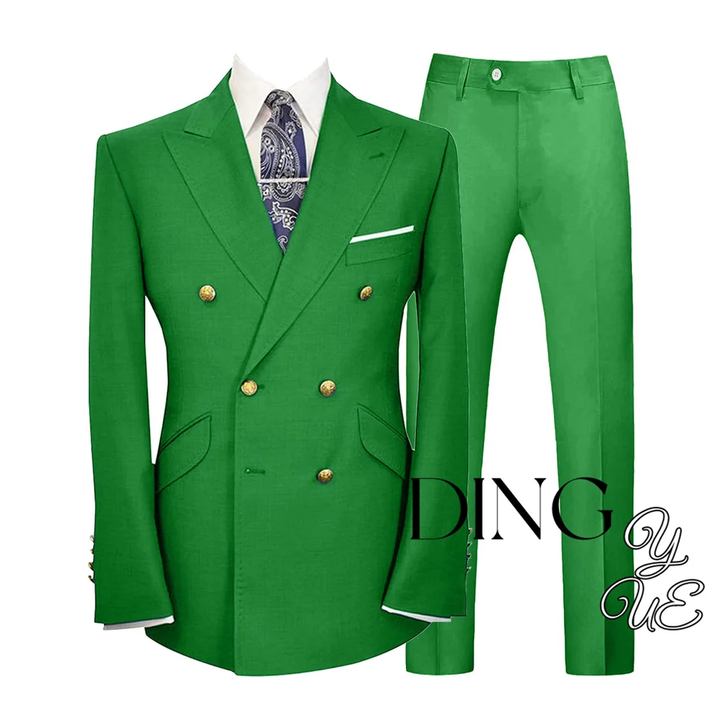 2025 New Men'S Slim Fit 2 Piece Suit Double Breasted Gold Buttons Business Wedding Tuxedo Suits Blazer &Amp; Pants Set Costume Homme 2025 New Men'S Slim Fit 2 Piece Suit Double Breasted Gold Buttons Business Wedding Tuxedo Suits Blazer &Amp; Pants Set Costume Homme - Image 7