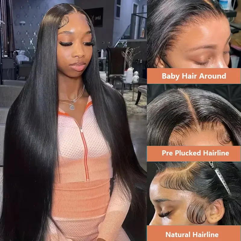 30 Zoll Natürliche Schwarze 360 Lace Front Gerade Echthaarperücken 360 Hd Transparente Volle Spitze Leimlose Perücken Echthaar Vorgezupft 30 Zoll Natürliche Schwarze 360 Lace Front Gerade Echthaarperücken 360 Hd Transparente Volle Spitze Leimlose Perücken Echthaar Vorgezupft - Image 2
