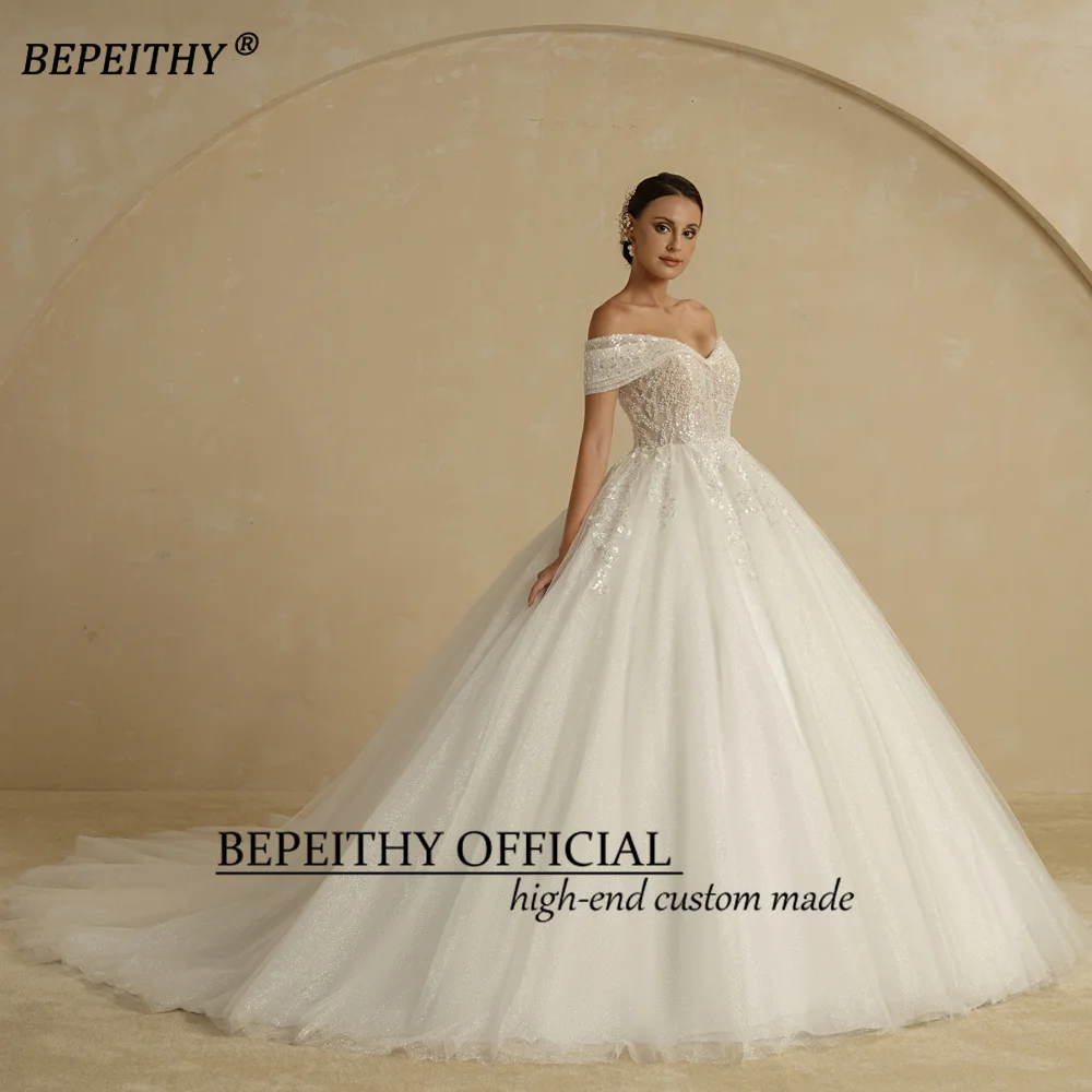 BEPEITHY schulterfreies Prinzessinnen-Brautkleid mit Glitzer, auch in großen Größen – Bild 5