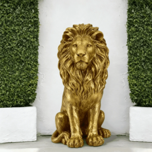 60 cm Löwenstatue, Harz-Gartenskulptur, Simulierte Tierdekoration für Villa, Garten, Park & Resort, Patriotische Unabhängigkeitstag-Dekoration für Haus & Hof