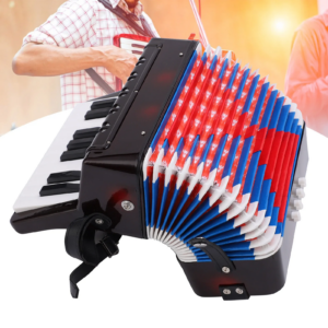 Akkordeon-Akkordeon-Instrument, Akkordeon, Musikalisches Klavier, Tastatur, Rhythmus-Training, Federinstrument, 17 Tasten, 8 Bässe, Schwarz